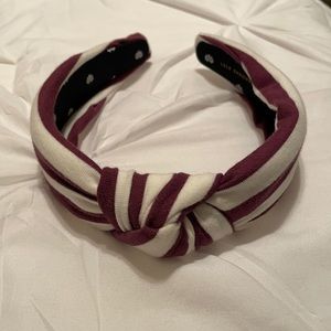 Maroon and White Striped Lele Sadoughi Headband